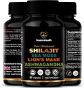Shilajit, Sea Moss, Lion's Mane, and Ashwagandha Capsules - 智力、身体和生命综合全健康补充 - 60 Vegan Capsules